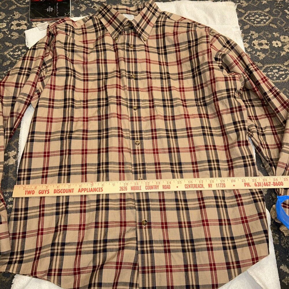 Brooks Brothers Regent Shirt Mens XL Button Down Non Iron Stretch Tan Plaid - Picture 2 of 3